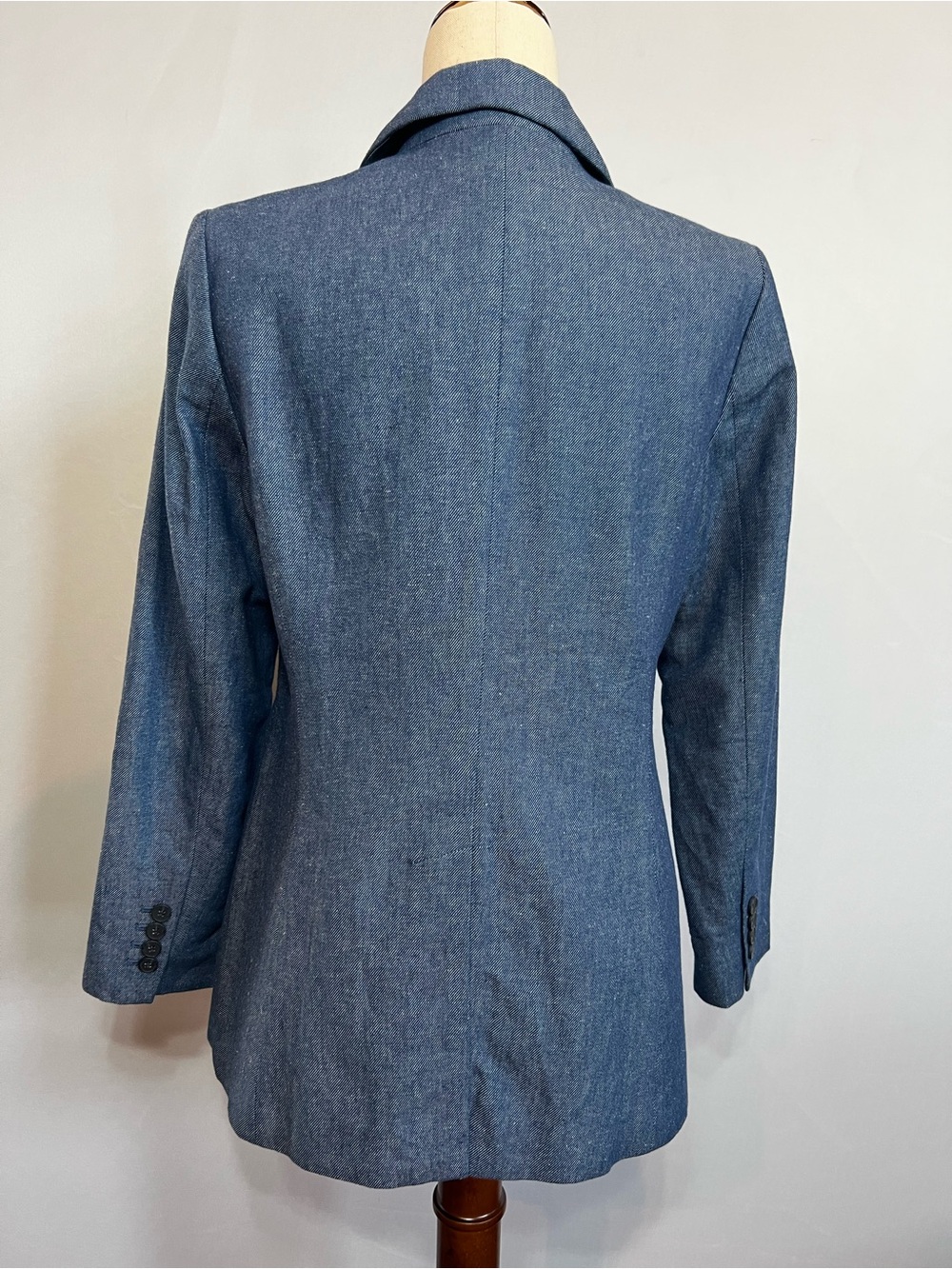 Talbots Denim Blue Cotton Linen Single Button Blazer Jacket - Picture 4 of 11
